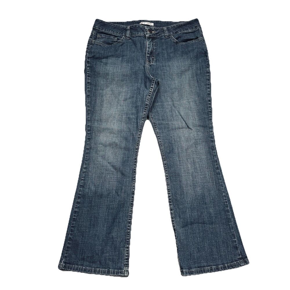 Riders by Lee Mid Rise Bootcut Jeans Petite 12P (33x27.5) Blue Stretch Womens